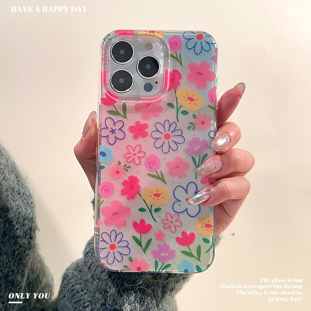 Aplicable a Apple 16promax nicho funda para teléfono móvil todo incluido iphone15 verano IMD funda protectora de flores de pantalla completa