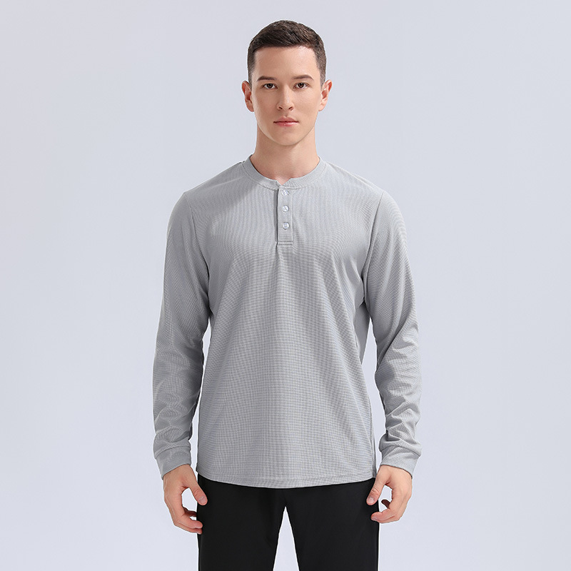 Lulu Otoño e Invierno deportes de los hombres ropa de secado rápido Cuello pequeño running fitness manga larga transfronteriza nueva casual cuello redondo top