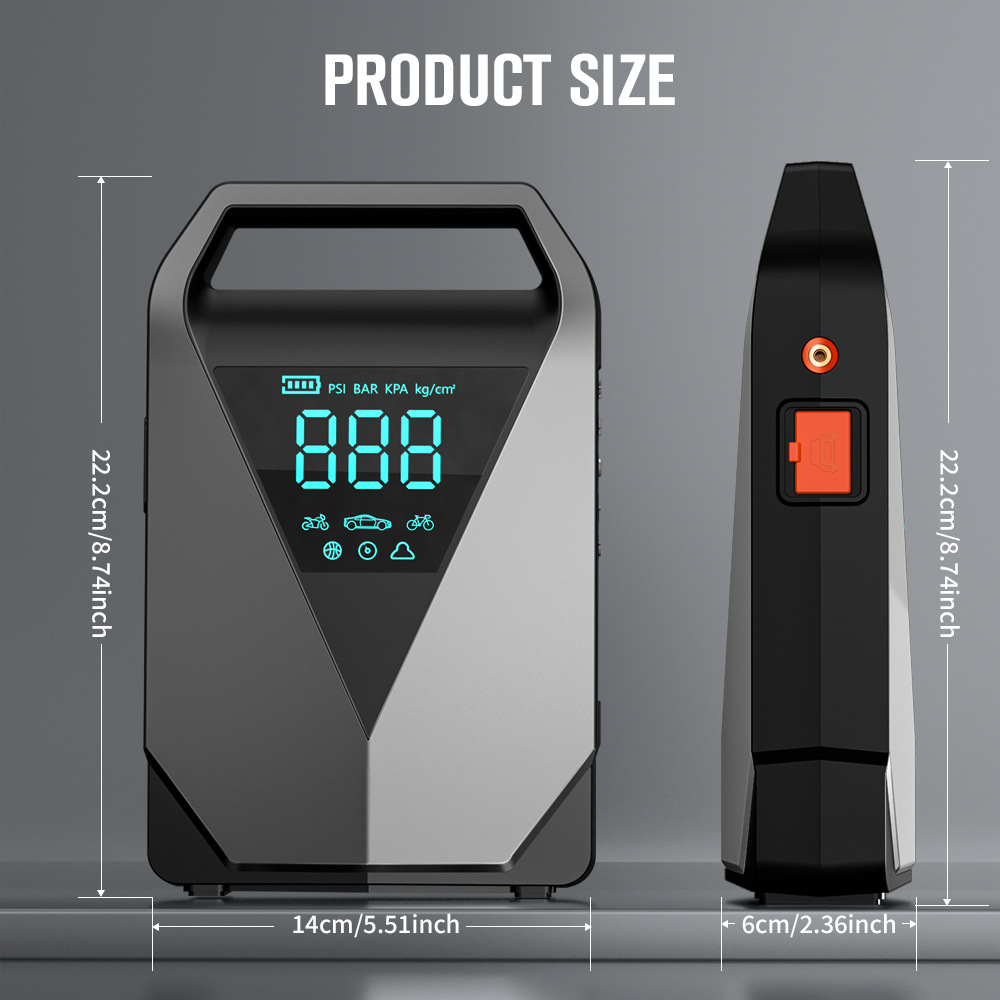 Car Emergency Jump Starter, Air Pump, All-In-One Power Bank, Multifunctional Portable Battery Jump Starter, Cross-Border