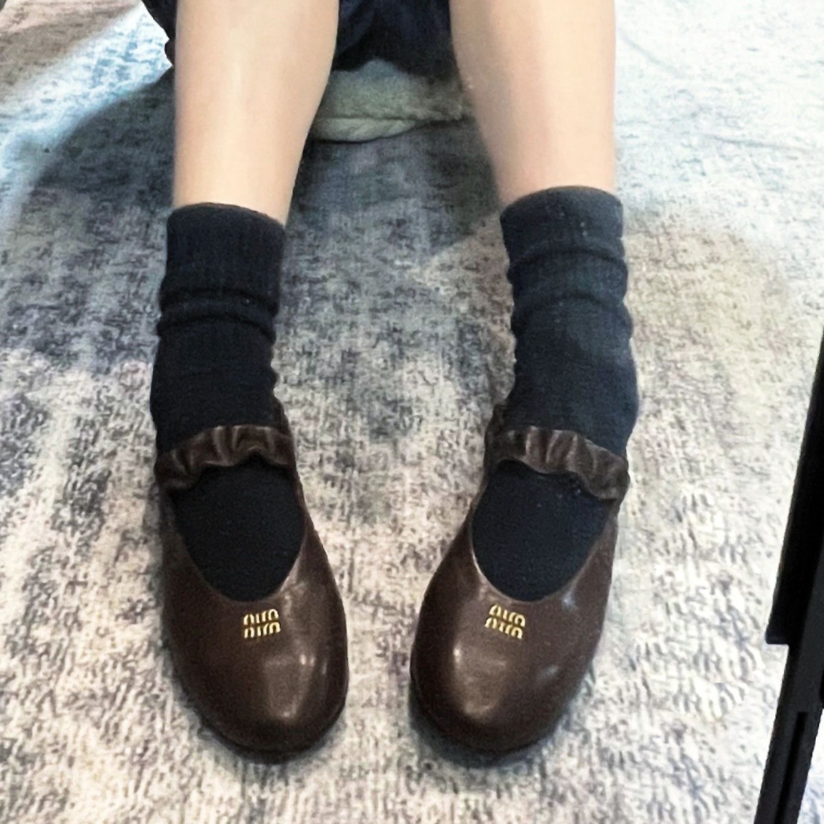 Versión de piel de oveja ~ Miufeng cuero de suela suave zapatos de ballet de mujer zapatos planos con cabeza redonda con zapatos de cama