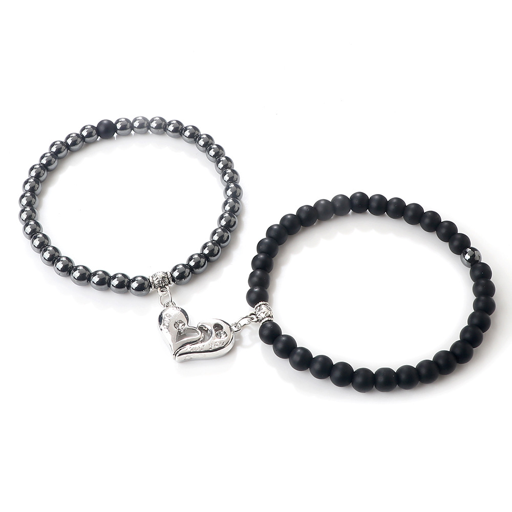 Creative water drop stacking magnetic buckle bracelet cute three dimensional pendant bracelet pearl pattern water drop men and women set jewelry_voghion.com