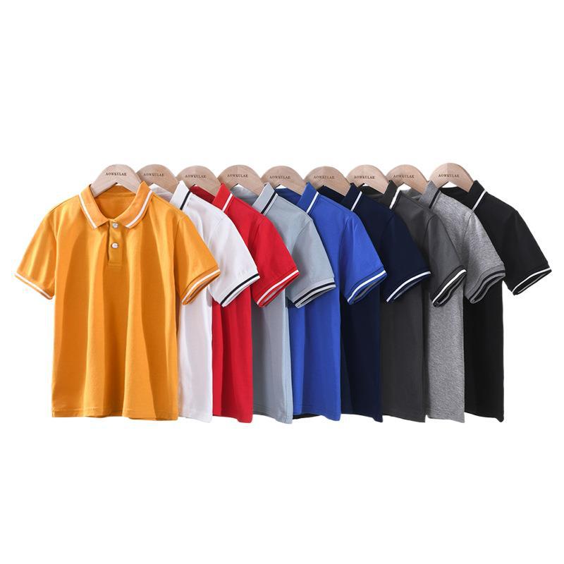 2023 Camiseta de solapa de manga corta para niños de estilo coreano de verano para niños medianos y grandes camisa de polo de color sólido para niños de manga corta al por mayor