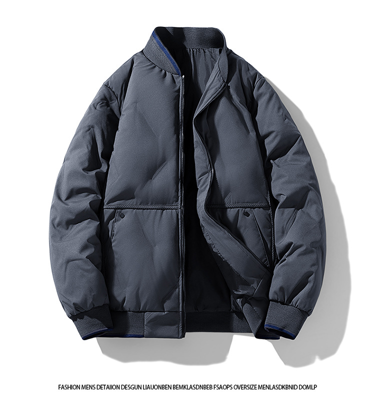 Large Size Padded Jacket Men's Baseball Collar Padded Jacket Casual Loose Warm Thickened Couple Padded Jacket_viptrois.com