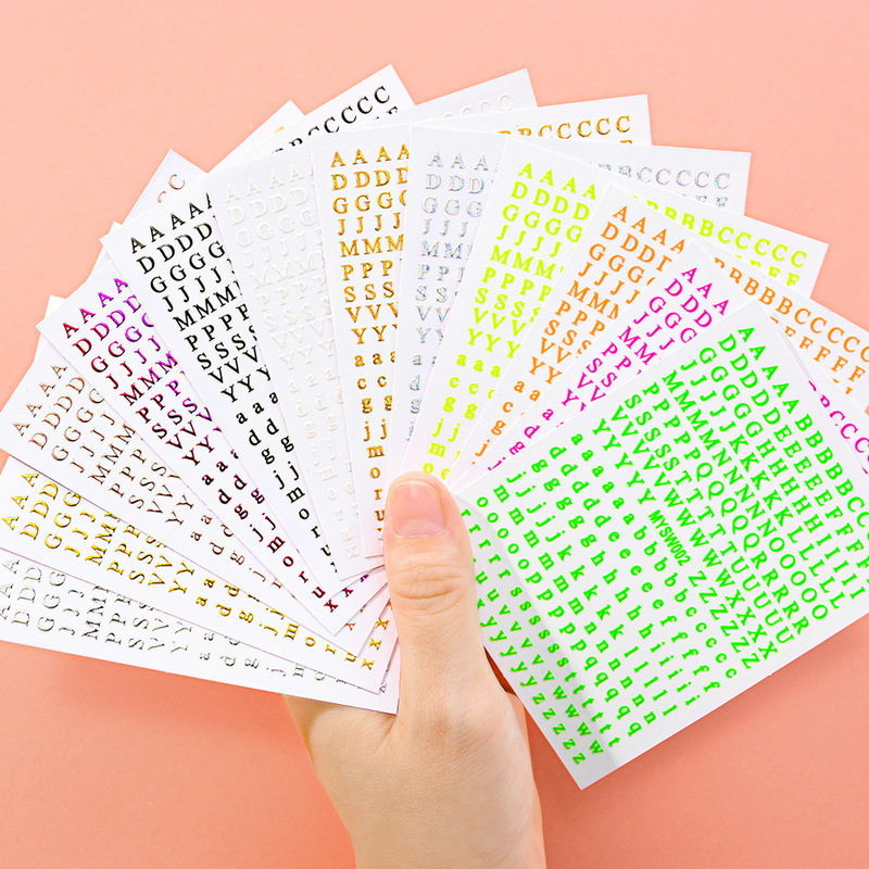 Internet Celebrity Nail Art Letter Stickers 26 English Letters Colorful Laser Nail Stickers Decoration Hand Account Sticker Bag