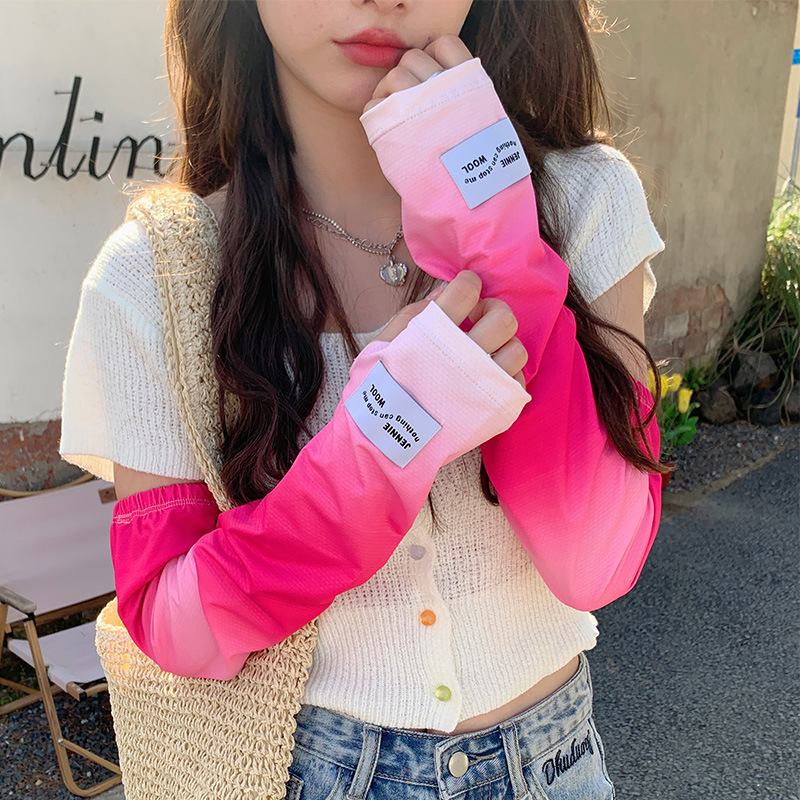 Gradient Sunscreen Sleeve Socks for Women Summer Outdoor Driving Sunshade UV Protection Loose Matchable Arm Sleeves Chiffon Hand Sleeves