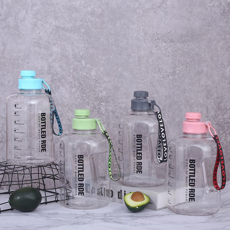 Summer large capacity water cup sports fitness ton ton barrel Cup Net red space water Cup time scale plastic water bottle
