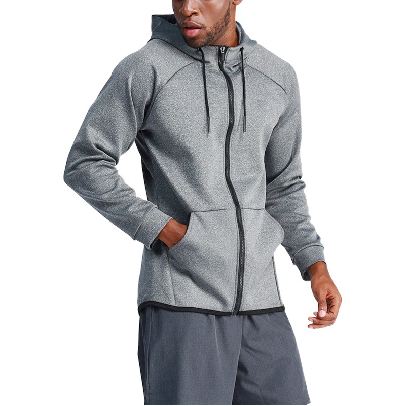 Black Quick-Drying Fitness Sports Jacket Men's Long-Sleeved Casual Basketball Outdoor Running Men's Hoodie Windproof Elastic