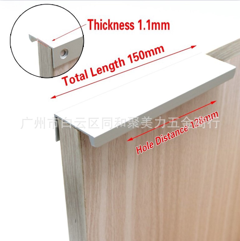 Puerta de armario invisible sin perforaciones mango oculto cajón minimalista moderno mango alargado negro oro plata