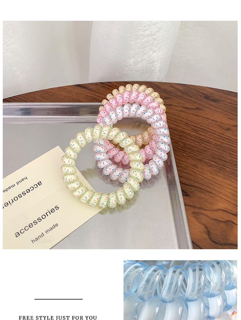 Korean-Style High-Quality Grape Coconut Hair Tie with Polka Dots, Telephone Line Style, Fresh and Versatile for Summer, Suitable for Daily Use