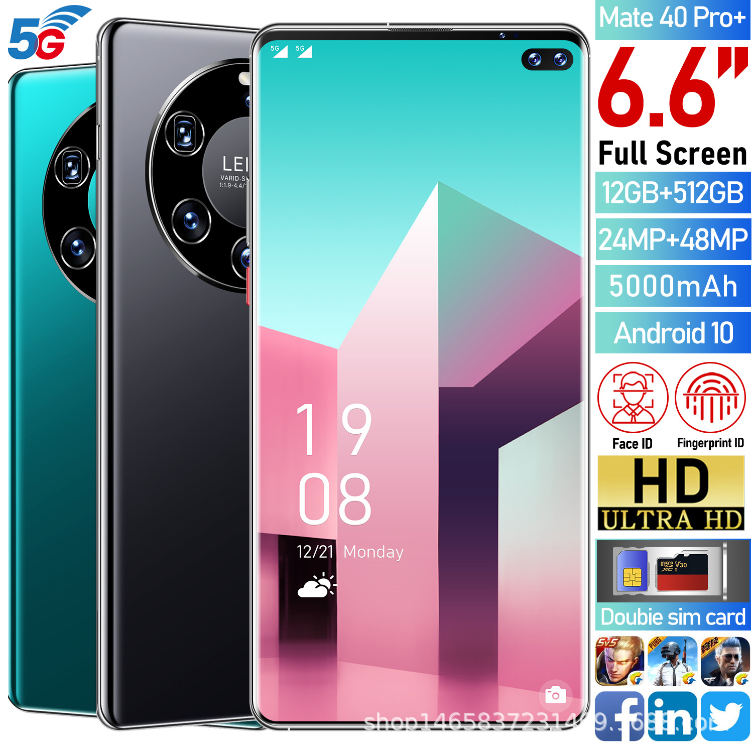 新款外贸手机Mate50 Pro+虾皮wish国产跨境安卓6.6寸大屏智能手机|ms