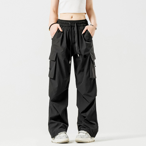 Couples 'paratroopers pants spring and summer new stretch sportswear pants for men and women's same style Hong Kong style foot-tied pants trend