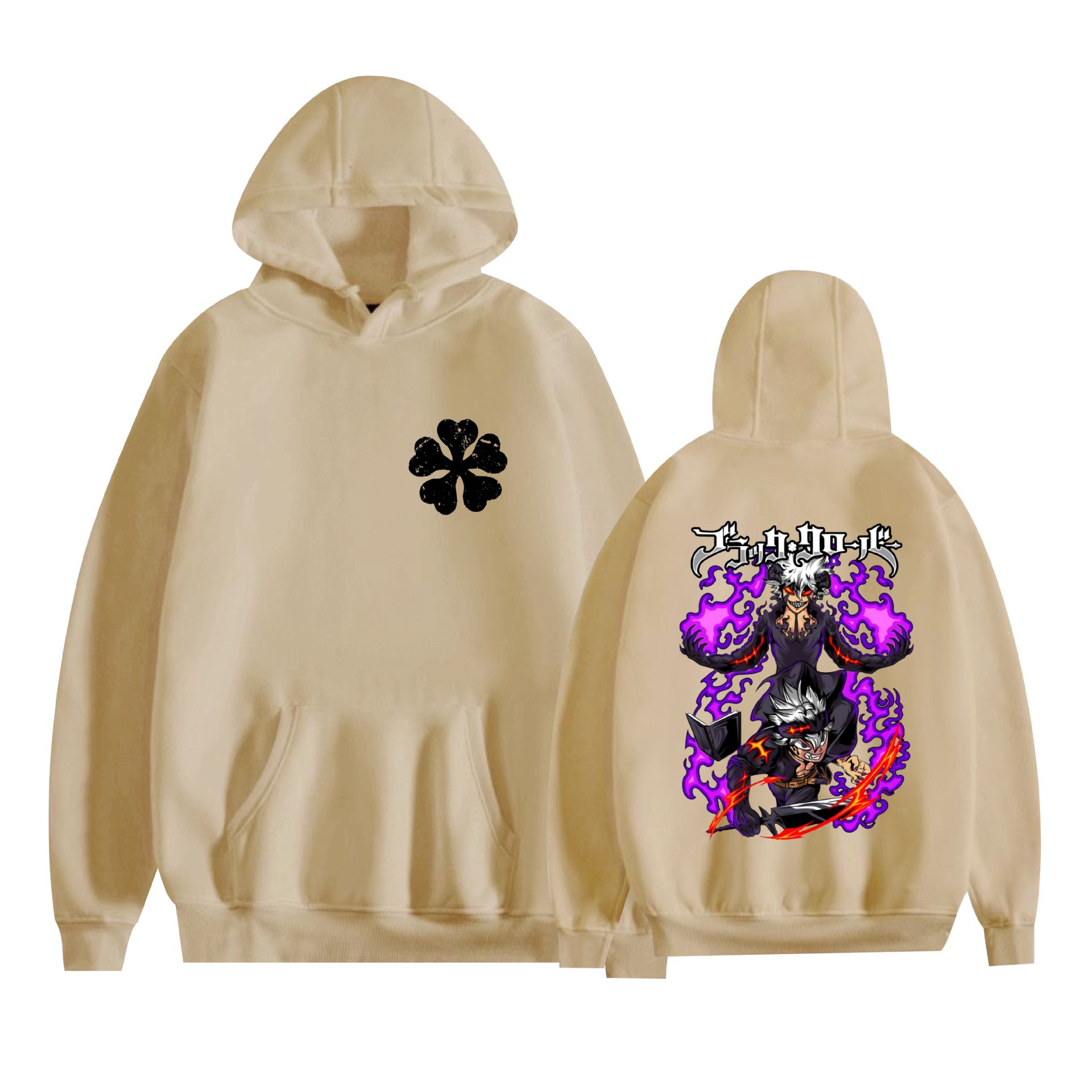 Trébol de cuatro hojas negro nuevo transfronterizo Black Clover animación periféricos hombres y mujeres suéter con capucha suelto casual