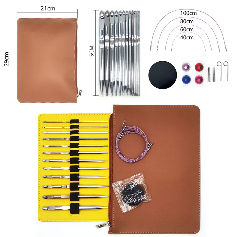 Herramientas de tejido transfronterizas ganchillo de alfombra desmontable afgano ganchillo tunecino ganchillo conjunto de 12 piezas