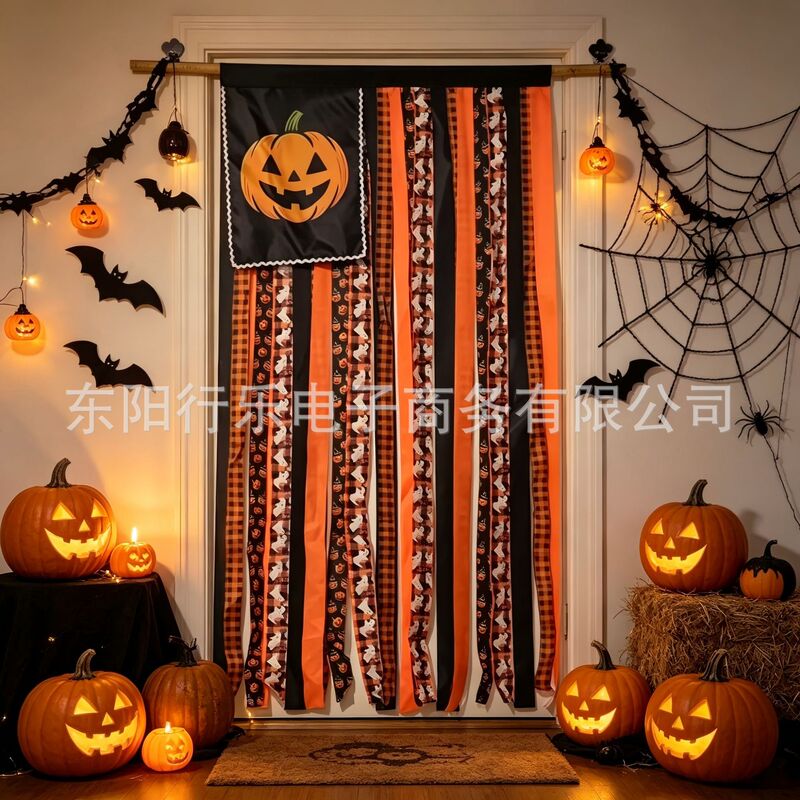 Halloween Tassel Cloth Flags Pumpkin Ghost Bat Lace Door Hanging Spooky Holiday Party Wall Decoration Flag Halloween Tassel Cloth Flags Pumpkin Ghost Bat Lace Door Hanging Spooky Holiday Party Wall Decoration Flag