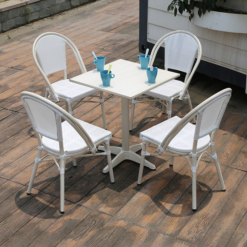 Mesa y silla al aire libre, mesa y silla de comedor, mesa y silla blanca, mesa y silla al aire libre, jardín, patio