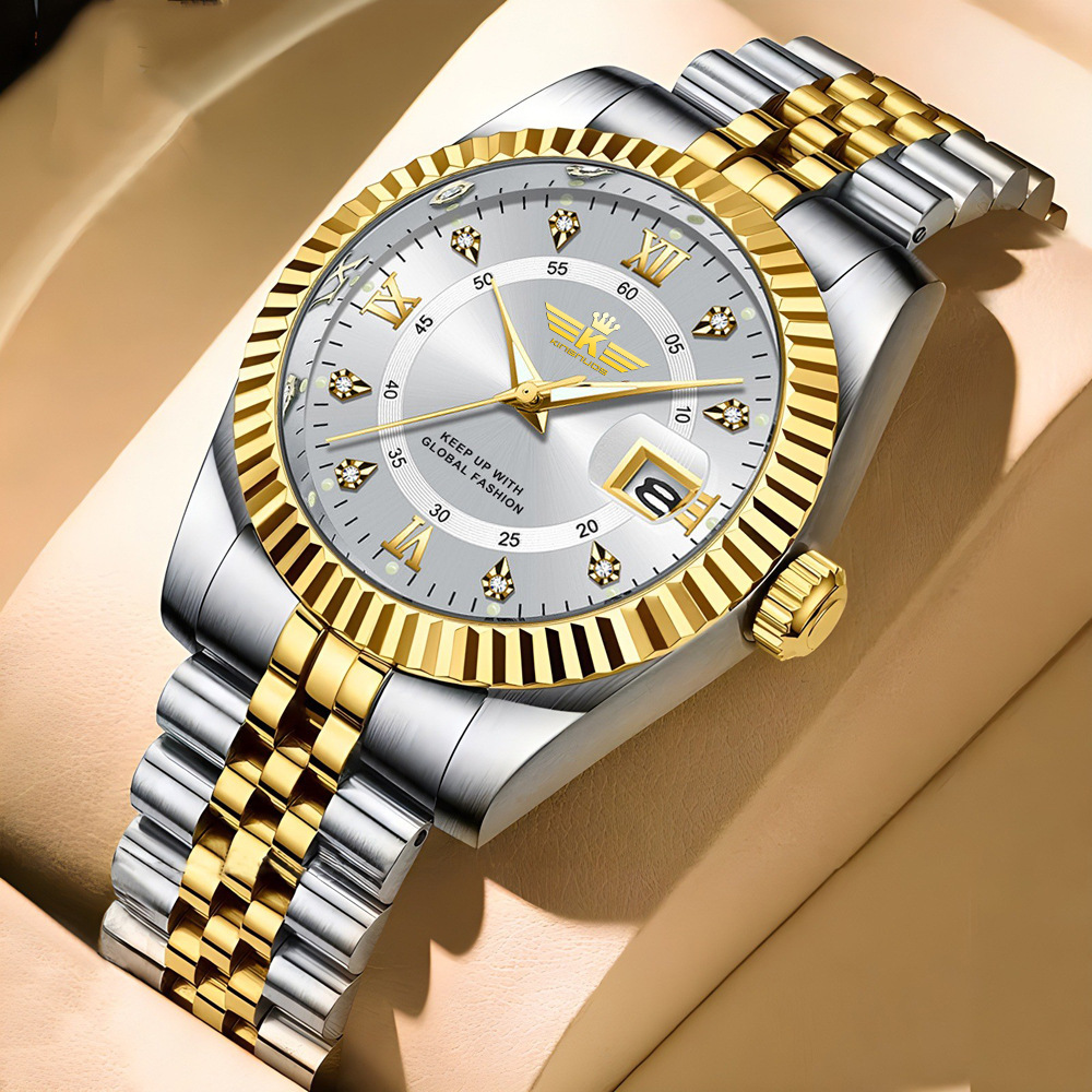 Double Side Snaps Buckle Style Casual Color Block Double Side Snaps Quartz Watch Men's Watches