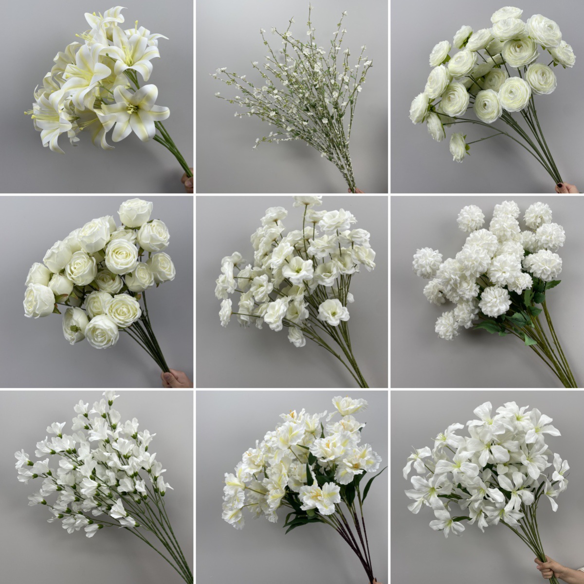 白色系婚庆绢花花材婚礼堂背景插花结婚现场路引装饰花艺