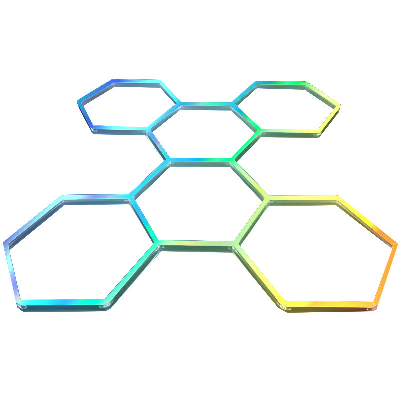 Luz transfronteriza deslumbrante RGB atmósfera de cambio de color caballo corriendo lámpara led nido de control aplicación de lavado de autos estación de garaje lámpara hexagonal