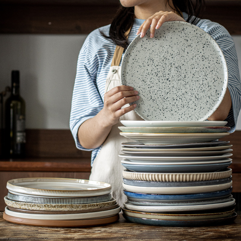 High-value Steak Plate Ceramic Plate Shallow Plate Household Western Plate Round Plate Large Plate Creative Tray Wholesale