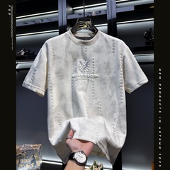 ヨーロッパの男性の高級デザイン感があります。丸首半袖tシャツ男性2025新作ファッションブランドの夏のアメリカ半袖です。