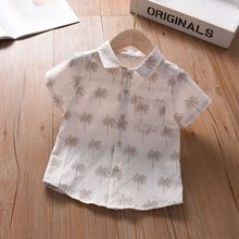 男童衬衫2025春夏新款欧美纯棉儿童花衬衣中小童翻领上衣外贸童装