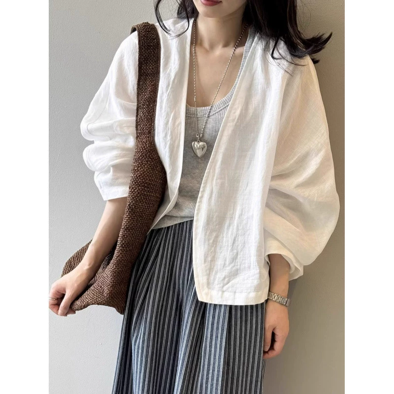 YS8 высококачественный кардиган из рами для женщин, новинка лета 2025, французская доступная роскошь, рубашка с защитой от солнца, длинный рукав