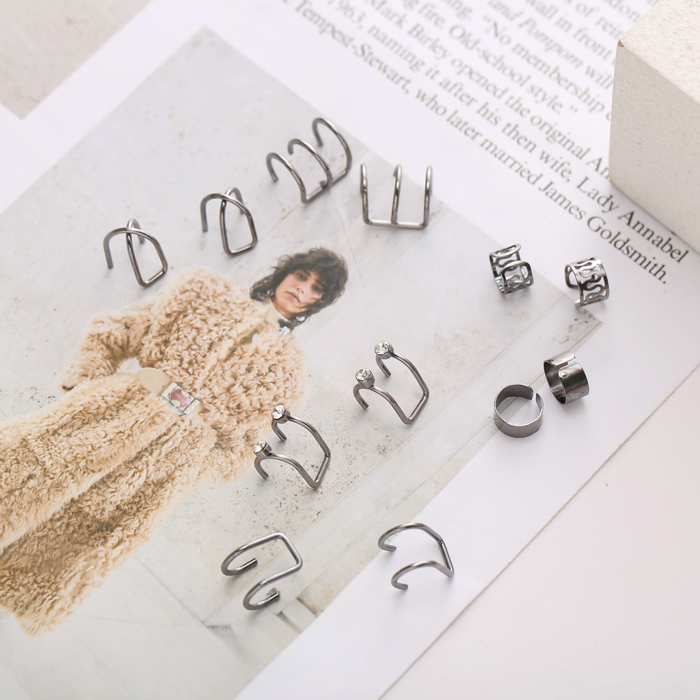 6g Weight Earrings Classification Housewarming, Anniversary, Business, Wedding, Travel, Birthday, Festival Occasion Alloy Material Women'S Gender Plating Design Exaggerated Style Simple Geometric Twisted Circle Ear Clip 12-piece Set Wholesale Nihaojewelry 3