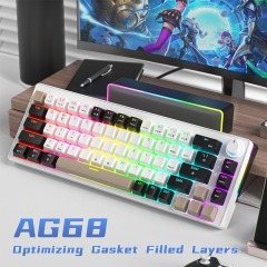 AG68 有線混合ライトメカニカルキーボードガスケット構造ホットスワップ可能な緑と赤軸ゲーム e スポーツサイレント小型キーボード