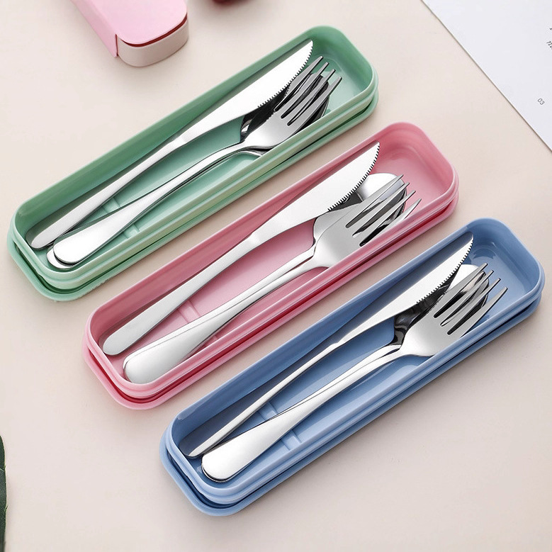304 Material Stainless Steel Knife, Fork, Spoon and Chopsticks Set, High-Quality Kitchen Western Food Outdoor Tableware, High-End Portable Tableware