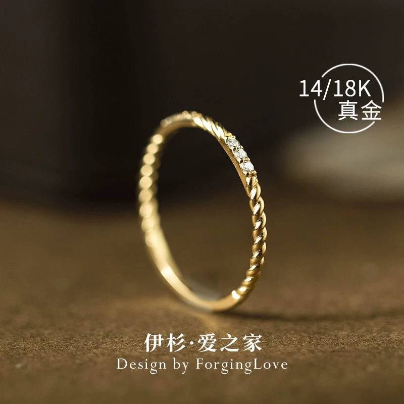 Кольцо из чистого золота 14k18k для женщин, инкрустированное муассанитом, универсальное штабелируемое изысканное ювелирное изделие ручной работы, золотые украшения 31568
