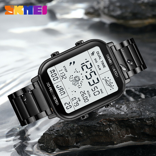 Momentum multi-function pedometer calorie square electronic watch for men and women, student youth sports astronaut watch