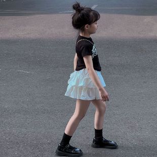 Cross-Border Ins Popular Children's Clothing Summer Suit Cute Style Children's Short-Sleeved T-Shirt Fashionable Pleated