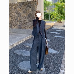 穿搭新款感一整套2025马甲温柔风女两件套阔腿裤时尚套装秋季
