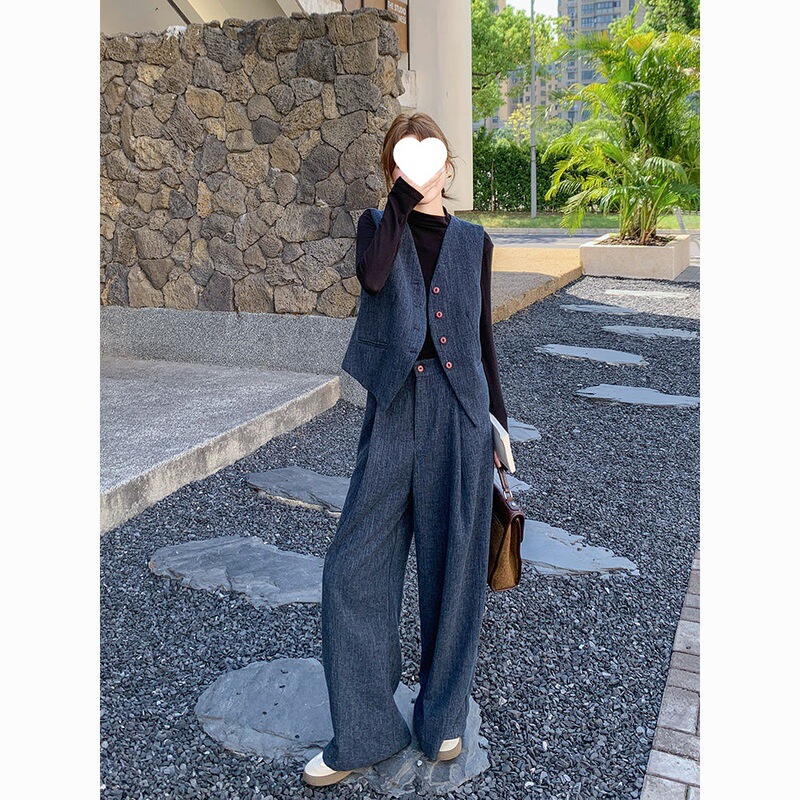穿搭新款感一整套2025马甲温柔风女两件套阔腿裤时尚套装秋季|undefined
