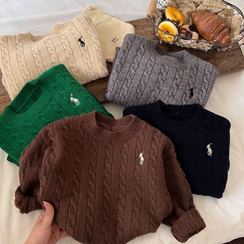Boys and Girls Korean Style Autumn Clothing Trendy Brand Sweaters Kidsren's Baby Autumn and Winter Pullover Long-Sleeved Knitted Sweaters