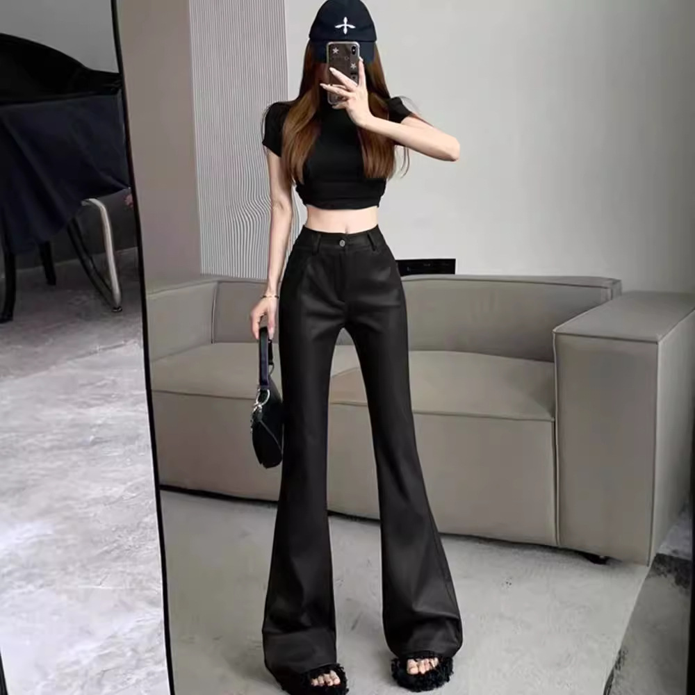 plus size chubby girl Retro Puskin Pants Women's Autumn and Winter Design High Waist Pants Hanging Casual Horseshoe Pants