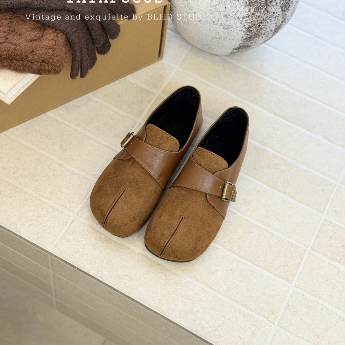 Retro Matte Suede For Women, 2025 Autumn New Versatile Soft Sole Fleece-Lined Flat Mary Jane Shoes_vogvips.com