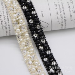 新しい高級小さな香りの重厚なダイヤモンドビーズレース diy ウェビング衣類ショルダーストラップ衣類アクセサリー卸売