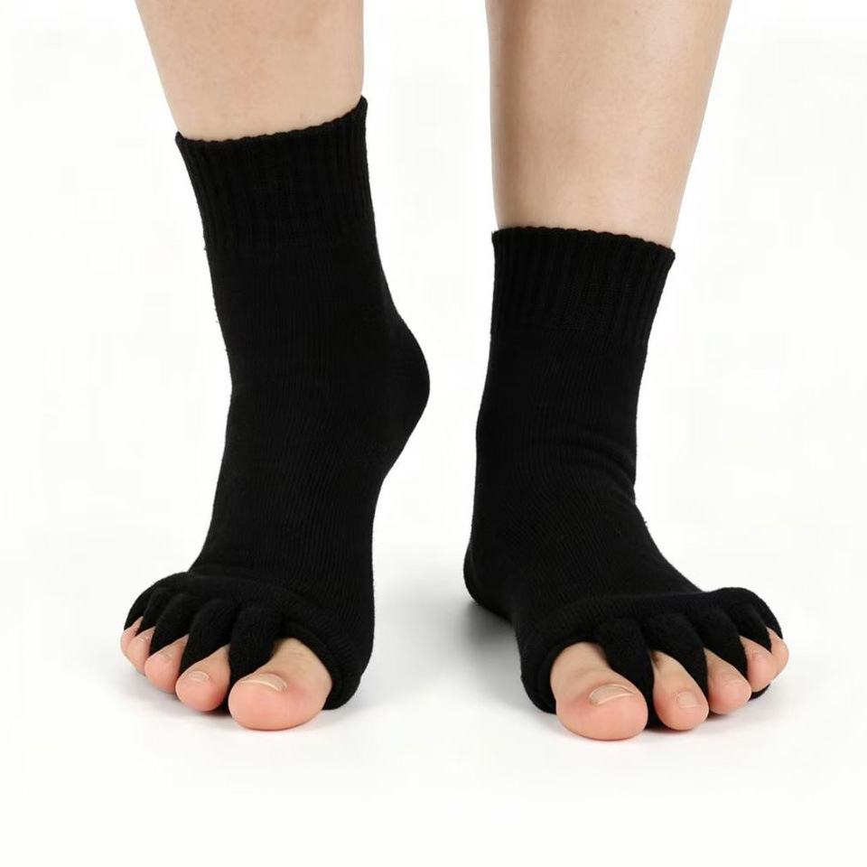 Calcetines del dedo del pie japoneses y coreanos calcetines del dedo del pie de la yoga del masaje DE LA SALUD calcetines del dedo del pie del algodón de acrílico suave de las mujeres calcetines abiertos del dedo del pie