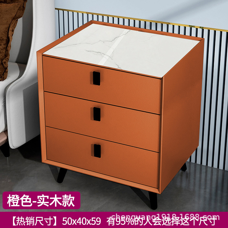 Mesita de noche madera maciza Placa de roca simple moderno Internet celebridad dormitorio mesita de noche protección del medio ambiente todo partido gabinete de almacenamiento mesita de noche