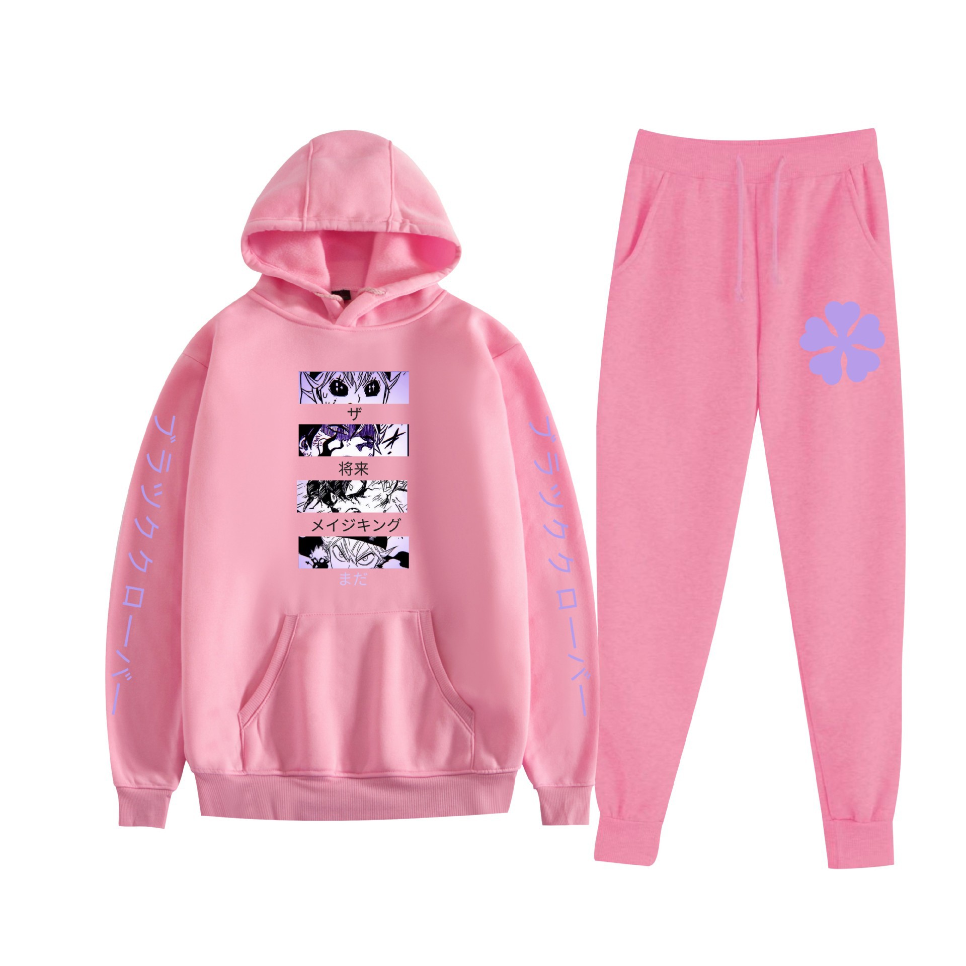 Comercio exterior nuevo estilo riman black trébol de cuatro hojas-Black Clover suéter con capucha corsés traje de dos piezas