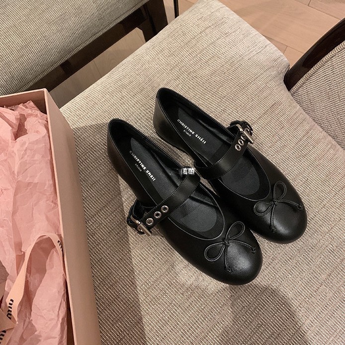 Retro One-Strap Bow-Knot Lambskin Flat Ballet Shoes Women's Mary Jane Shoes