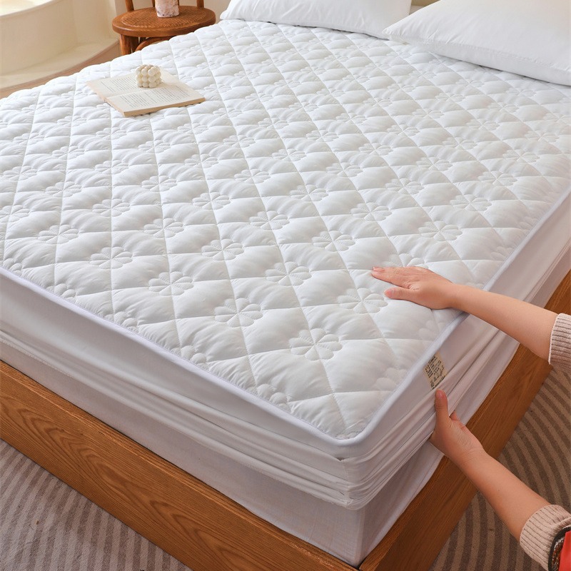 Color sólido pro-piel lavable algodón cama de algodón cama de comercio exterior cama de algodón máscara de cama a prueba de polvo gruesa cubierta protectora de Simmons