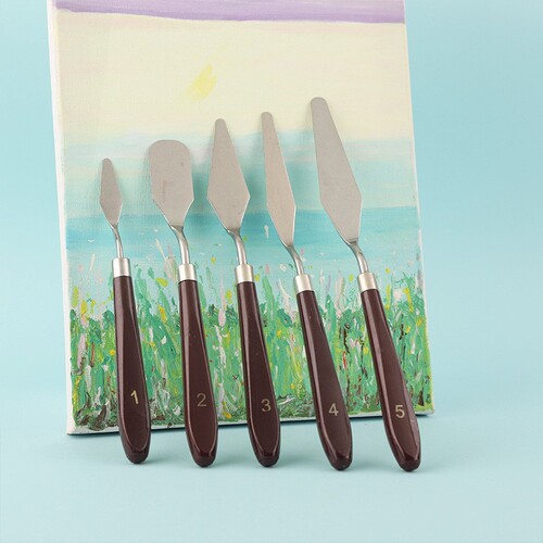 Factory Wholesale Watercolor Paints Stainless Steel Sculpture Knives Acrylic Oil Paints Wooden Set Sharp-Tip Round-Tip Flat-Tip Scraper