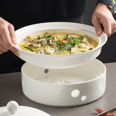 中国式酸っぱい魚加熱保温皿スープ皿ホテル食器業務用明炉陶磁器乾燥鍋皿水煮肉片皿