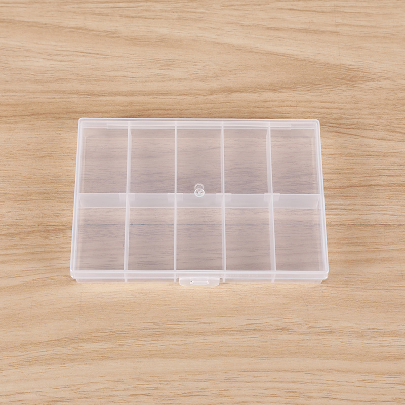 固定10格子長方形透明プラスチックppボックス部品ボックス火漆ワックス粒収納ボックスネイルアクセサリー整理ボックス|undefined