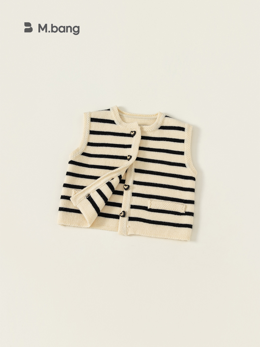 Babycity primavera Chaleco de los nuevos niños versátil cardigan niñas rayas de punto chaleco ropa para niños QY23117