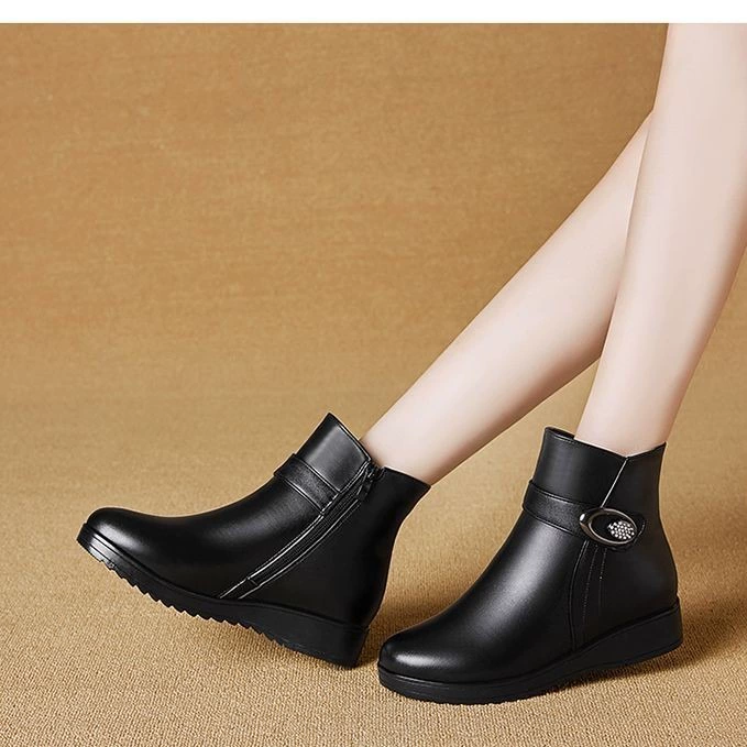 Ботинки Martens зимние универсальные утепленные с молнией для мамы — тёплая обувь, чёрный 35–41