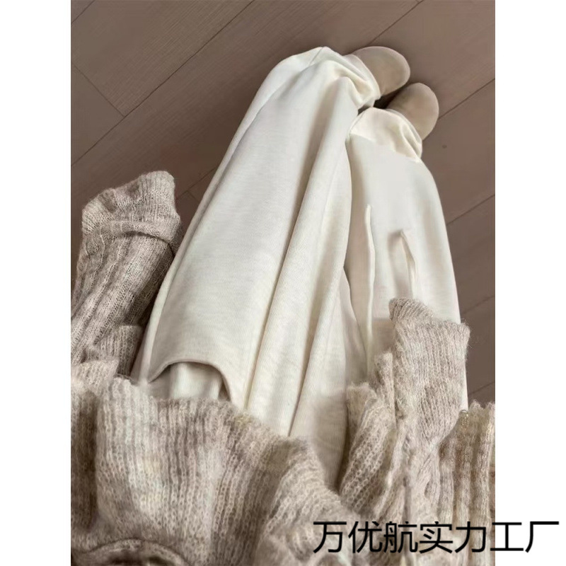 长款阔腿裤裤女秋冬加绒加厚休闲裤胖妹妹mm高腰垂感显瘦阔腿长裤