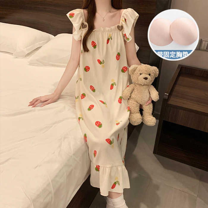 Z054# vestido de dormir - con cojín de pecho
